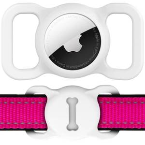 lot 15405 image: Airtag Dog Collar Holder, DLENP Air Tag Protective Cat Airtag Dog Collar,Silicone AirTags GPS Tracking Accessories,Air Tags with Bone Pattern (1 Pack(White))