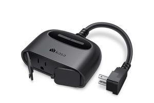 lot 15416 image: Kasa Outdoor Smart Plug, Smart Home Wi-Fi Outlet with 2 Sockets, IP64 Weather Resistance, Compatible with Alexa, Google Home & IFTTT, No Hub Required, ETL Certified(EP40), Black