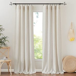 lot 15446 image: RYB HOME Sheer Linen Blend Curtains Rich Linen Woven Soft Breathable Drapes Light Filtering Privacy Protection for Party Backdrop, Farmhouse, Doorway, Lobby, Hotel, W 52 x L 108 inch, 2 Pack, Linen
