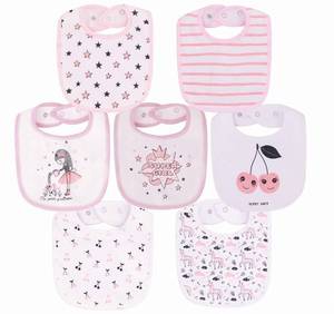 lot 15450 image: Maiwa Waterproof Terry Cloth Baby Bibs for Baby Girl with Snaps for Drooling teething eating