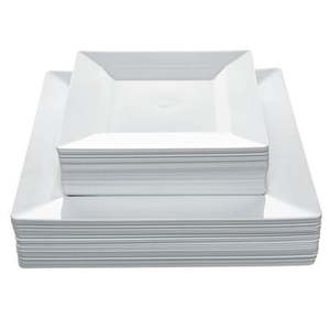 lot 15466 image: Square Plastic Plates Disposable Combo Set 30 x Salad  30 x Dinner 60 Pcs by Aya s Cutlery Kingdom
