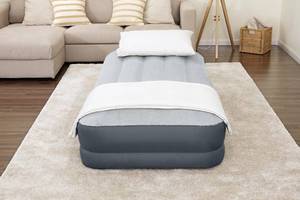 lot 15467 image: SleepLux Twin Air Mattress Supersoft Snugable Top Extra Durable Tough Guard with Built-in Pillow Raised 15 Airbed with Built in Pump  USB Charger Twin 15, Small, Grey