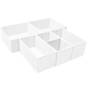 lot 15471 image: 6 Pack Clothes Drawer Organizer, Fabric Foldable Closet Dresser Drawer Organizer for Clothing, Bra Sock Underwear Drawer Organizer for Nursery Dorm Bedroom Organization (6 Bins, White)