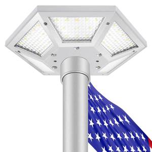 lot 15480 image: Hainee Flag Pole Light Solar Powered, Upgraded with Big Solar Panel Smart Chip for Bright Lighting, Dusk to Dawn 72 LEDs IP67 Waterproof Flagpole Light, Silver