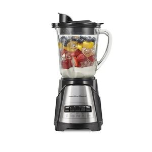 lot 15485 image: Hamilton Beach Power Elite Wave Action Blender For Shakes and Smoothies, Puree, Crush Ice, 40 Oz Glass Jar, 12 Functions, Stainless Steel Ice Sabre Blades, 700 Watts, Black (58148A)