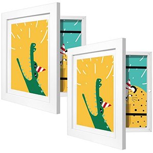 lot 15487 image: Giverny Kids Artwork Picture Frames 10x12.5 White 2 Pack, Glass Kids Artwork Frames Changeable for Wall Mount, 10x12.5 Frame with 8.5x11 Mat, for Kids Art Drawings Art Projects A4 Schoolwork