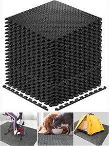 lot 15488 image: Walsai Exercise Mats Puzzle Foam Mats Gym Flooring Mat Cover 20 SQ.FT Interlocking Foam Mats with EVA Foam Floor Tiles for Home Gym Equipment Workouts Black