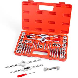 lot 15492 image: EFFICERE 40-Piece Premium Tap and Die Set, SAE Unified Screw Thread, Size #4 to 12 - Include UNC Coarse, UNF Fine and NPT Threads - Essential Threading Tool Kit with Complete Handles and Accessories