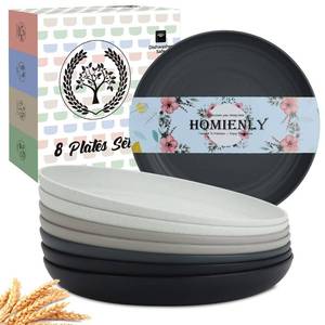 lot 15494 image: Homienly Deep Dinner Plates Set of 8-11 inch Alternative for Plastic Plates Microwave and Dishwasher Safe Wheat Straw Plates for Kitchen Unbreakable Kids Plates with 4 Colors (Stone Grey)