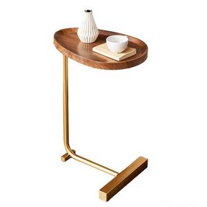 lot 15500 image: ZHANYUN C-Shaped Sofa Side Table End Table with Wood MDF Top & Metal Combination, Space-Saving Design for Living Room, Bedroom, Bathroom & Balcony, Easy Assembly & Waterproof Surface (Brown)