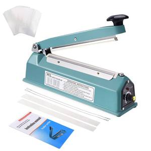 lot 15515 image: Suteck 8 inch Impulse Bag Sealer, Manual Poly Bag Sealing Machine wAdjustable Timer Heat Seal with 50Pcs 4X6 Inch Shrink Wrap Bag and 2 Free Replacement Kit