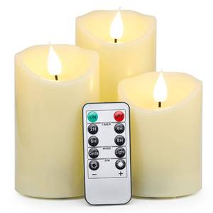 lot 15517 image: XINBFGRE Flickering Flameless Candle Battery Operated Candle LED Pillar Candles with Remote Control and Timer for Romantic Ambiance and Home Decoration Set of 3