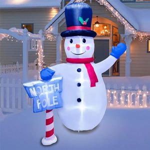 lot 15529 image: Jasneniebo 8 FT 2.4M Christmas Inflatables Giant Snowman with North Pole Sign Christmas Outdoor Decorations Built-in LED Lights Blow Up Yard Decoration for Garden Yard Holiday Party Xmas Dcor
