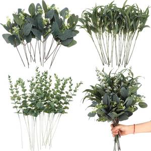 lot 15538 image: Zeyune 60 Pcs Artificial Eucalyptus Leaves Silver Dollar Eucalyptus Stems Decor Mixed Faux Greenery Stems Greenery Picks for Home Farmhouse Wedding Centerpiece Bouquet Floral Arrangement Vase Branches