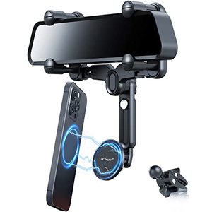 lot 15542 image: PROfezzion Rearview Mirror & Vent Clip Combo Magnetic Phone Holder Compatible with MagSafe on Car Rear View Mirror or Vent for iPhone 15 14 13 12 Pro Max Plus, MagSafe Case & All Phones No Vibrating