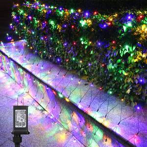 lot 15543 image: LYHOPE 12ft x 5ft 360 LED Christmas Net Lights, 8 Modes Low Voltage Green Wire Mesh Christmas Decorations Lights for Xmas Trees, Bushes, Wedding, Garden, Outdoor, Indoor Decor (Multicolor)