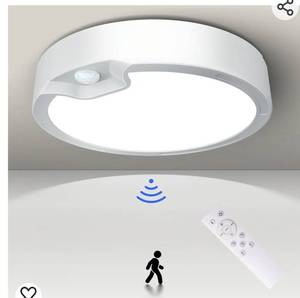 lot 15559 image: Battery Operated Motion Sensor Ceiling Light-Wireless Motion Sensor Light Indoor with RemoteTimer, Battery Powered Flush Mount Light Fixture for Closet Hallway Stair Garage Pantry Laundry 3000K-6500K