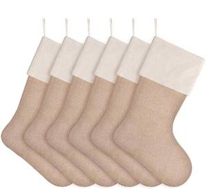 lot 15561 image: DECORA Natural Jute Burlap Christmas Stocking Fireplace Hanging for Gifts Goodies Handmade Projects Set of 6