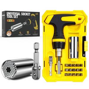 lot 15565 image: Magnetic Ratchet Screwdriver Set with Power Drill Adapter Dad Gifts, Super Universal Socket Grip&nbsp
