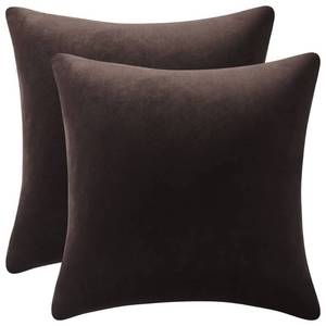 lot 15567 image: DEZENE Decorative Pillow Cases 22x22 Chocolate Brown 2 Pack Cozy Soft Velvet Square Throw Pillow Covers for Farmhouse Home Decor