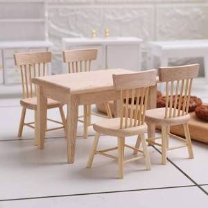 lot 15587 image: Z MAYABBO Wooden Dollhouse Furniture of Table & Chair, Miniature Dollhouse Accessories of Dining Room Accessory - 112 Scale
