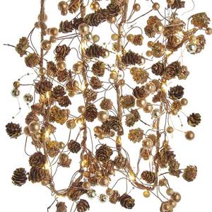 lot 15588 image: Kurt S. Adler Battery-Operated Gold Pinecone and Berry Rope Garland, 72-Inches