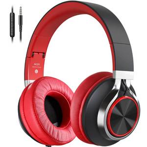 lot 15609 image: COOSII Over Ear Headphones Wired, AC01 Noise Isolating Corded Stereo Headsets with Microphone Volume Control for Adults Teens 3.5mm Jack for Chromebooks, Laptop, Computer, Tablets, Travel (Black Red)