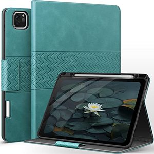 lot 15613 image: auaua Case for iPad Pro 12.9 inch 6th5th4th3rd Generation 2022202120202018, with Pencil Holder, Adjustable Angle, Auto SleepWake, Vegetal Leather (Green)