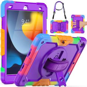 lot 15618 image: SEYMAC Kids Case for iPad 9th8th7th Generation 10.2 Inch with Screen Protector, Rotatable Hand StrapStand, Shoulder Strap, Shockproof Heavy Duty Protective Case for iPad 10.2, Colorful Purple