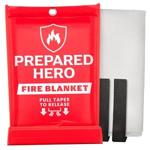 lot 15621 image: Prepared Hero Extra Large Emergency Fire Blanket - 1 Pack - Extra Large Fire Suppression Blanket for Kitchen, 47 x 71 XL Fire Blanket for Home, Fiberglass Fire Blanket, XL - Retail $50.00