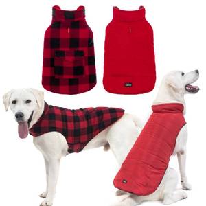 lot 15622 image: SCENEREAL Dog Winter Coat Christmas Reversible Jacket Warm Cold Weather Coats Windproof Waterproof Buffalo Plaid Vest Clothes for Small Medium Large Dogs Pets