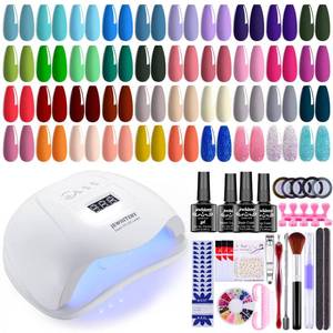 lot 15632 image: JEWHITENY 43PCS Gel Nail Polish Kit with U V Light 120W LED Nail Lamp 40 Colors Gel Nail Polish Set Manicure Tools All-In-One Nail Gel Kit