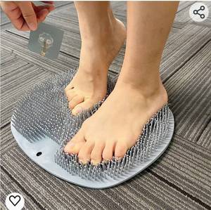 lot 15651 image: Shower Foot Scrubber Mat Back Washer Exfoliating Bath Wash Pad Wall Mounted Slip Suction Cups for Use in Cleaner Men and Women