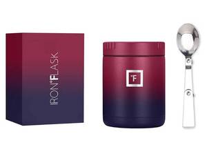 lot 15652 image: IRON °FLASK Thermos for Hot Food & Soup - 16oz Insulated Food Jar with Foldable Spoon for Kids & Adults - Leak Proof, Stainless Steel, Storage, Lunch Container Boxes, Canteen, Double Walled