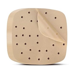 lot 15653 image: Air Fryer Parchment disposable Paper Liners 8.5 inch Square Perforated parchment paper, Premium Bamboo Steamer Liner for Air Fryers Baking Cooking Oven