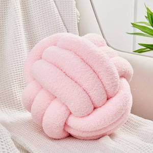 lot 15655 image: Uvvyui Knot Pillow Ball, Soft Home Decorative Pillows, Round Throw Pillow, Handmade Knotted Plush Pillow, Round Boucle Pillow Cushion (11 Inches Pink)