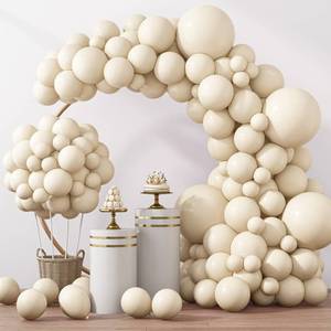 lot 15685 image: RUBFAC 129pcs Sand White Balloons Different Sizes 18 12 10 5 Inches Beige Balloons Garland Arch, White Latex Cream Balloons for Birthday Party Graduation Wedding Anniversary Baby Shower Decoration