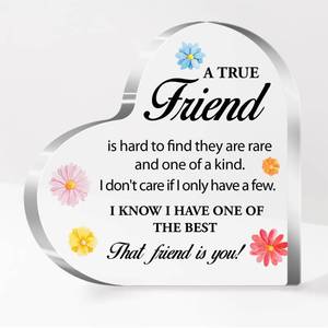 lot 15702 image: Gift for Friend,Acrylic Heart Sign Friendship Gift for Woman Bestie Friend Coworker Birthday Going Away Retirement,A True Friend Sign Plaue Gift for Friendship Keepsake Desk Decor A531