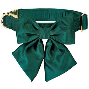 lot 15724 image: Lionet Paws Bowtie Dog Collar - Comfortable Silk Dog Collar with Detachable Bow Tie for Medium Dogs, Neck 13.5-22 Inches