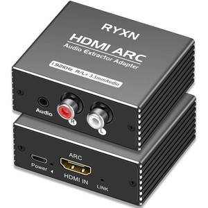 lot 15727 image: HDMI ARC Audio Extractor 192KHz, HDMI ARC Adapter with 3.5mm Audio and LR Stereo Audio for HDTV Soundbar Speaker Amplifier