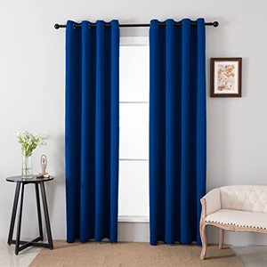 lot 15731 image: Pickluc Grommet Blackout Curtains 84 Inches Long 2 Panels, Light Blocking Window Drapes for Living Room, Thermal Insulated, Noise Reduction, Blue, 52 Wide x 84 Length