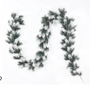 lot 15735 image: Artificial Christmas Pine Tree Wreath 6.4ft Frosted Pine Cypress Wreath Winter Greenery Wreath Realistic Pine Tree Wreath Decoration Fireplace Indoor Home Christmas Table Decoration (White)