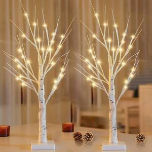 lot 15752 image: 2-Pack 2FT Lighted Birch Tree for Easter Decor with Timer, Easter Tree Spring Decor Birch Tree with 48 LED Warm White Lights, Artificial Tree Light for Indoor Easter Decorations Home Decor