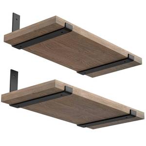 lot 15764 image: 12 Inch Wall Shelf Brackets (Match 11.25 Board) 4PCS, Heavy Duty Black Metal, Garage, Kitchen, Laundry Room Floating Shelves Hardware