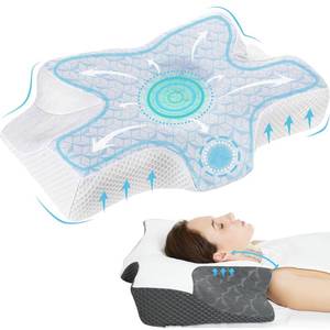 lot 15766 image: Joynox Cervical Memory Foam Contour Pillow for Neck and Shoulder Pain, Ergonomic Orthopedic Neck Support Sleeping Pillow for Side Sleepers, Back and Stomach Sleepers (Blue)