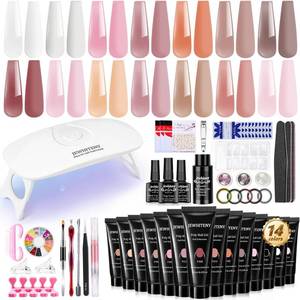 lot 15769 image: JEWHITENY Poly Extension Gel Nail Kit 14 PCS Poly Gel With Mini Nail Lamp Poly Nail Gel Kit with Slip Solution Basic Poly Gel Nail Art Tools Nail Art Design Beginner Kit