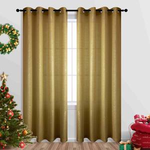lot 15773 image: KOUFALL Gold Curtains 84 Inch Length for Living Room 1 Single Panel Semi Sheer Window Treatment Decor Grommet Glitter Sparkle Mustard Brown Golden Yellow Curtains for Bedroom Girls 52x84 Inches Long