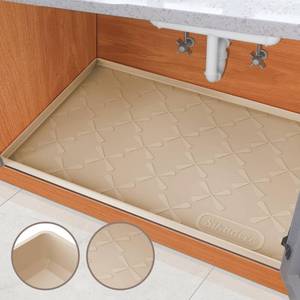 lot 15777 image: SIKADEER Under Sink Mat for Kitchen Waterproof, 31 x 22 Silicone Mat Cabinet Liner for Bathroom Under Sink Organizer with Raised Edge, Fits 33inch Standard Cabinet Under Sink Drip Tray Protector
