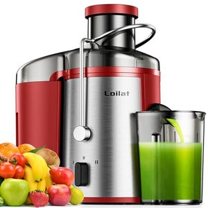 lot 15785 image: Juicer Machine, 500W Juicer with 3� Wide Mouth for Whole Fruits and Veg, Centrifugal Juice Extractor with 3-Speed Setting, Easy to Clean, Stainless Steel, BPA Free (Red)