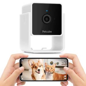 lot 15810 image: Petcube Cam Indoor Wi-Fi Pet and Security Camera with Phone App, Pet Monitor with 2-Way Audio and Video, Night Vision, 1080p HD Video and Smart Alerts for Ultimate Home Security - Retail $65.00